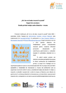 Studiu privind relația cadre didactice – muzeu – prima pagină
